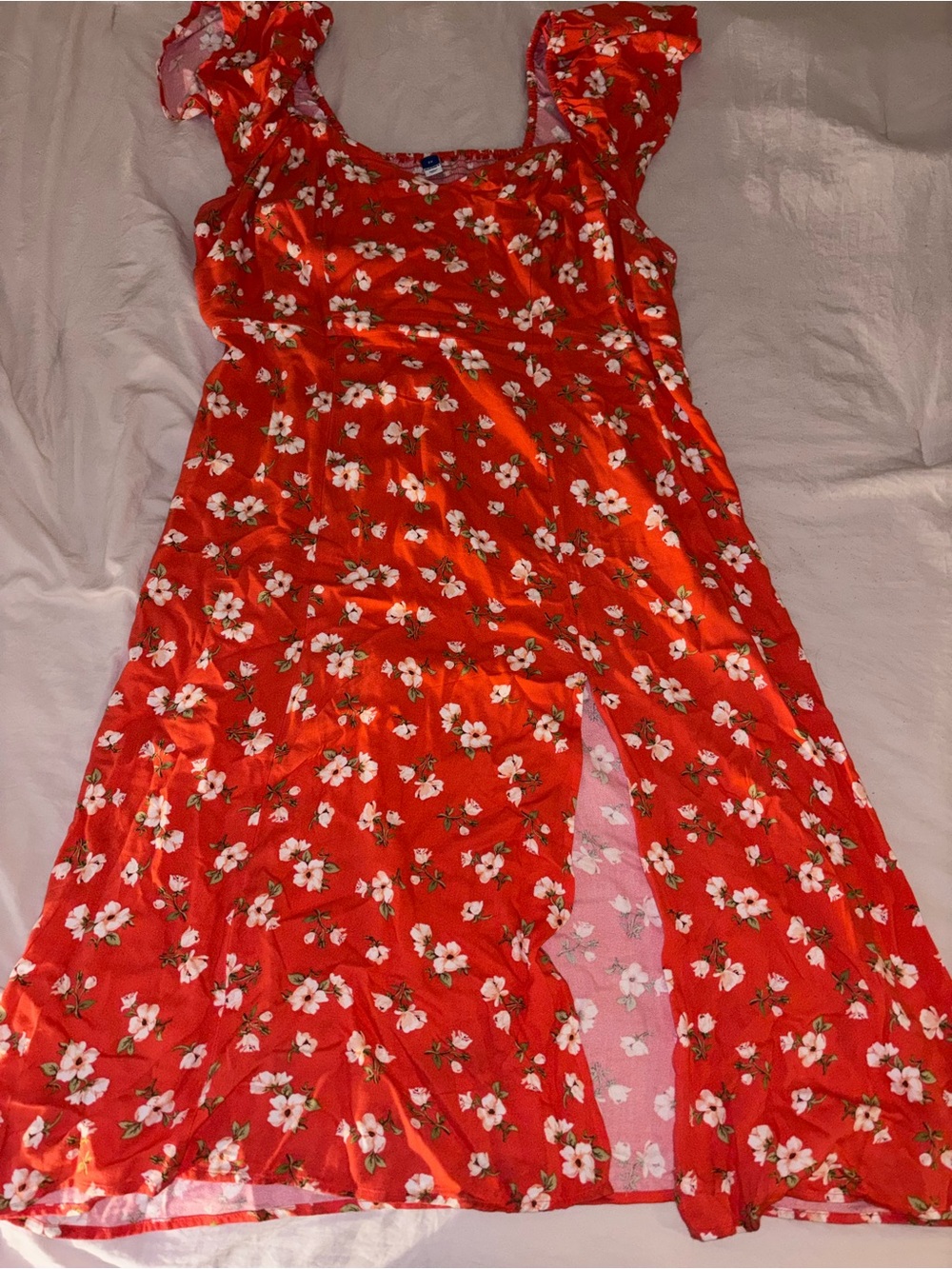 Old Navy Red Floral V-Neck Dress